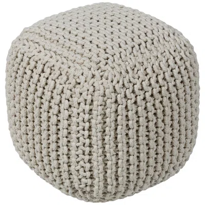 Surya Braga Cream Cotton Knitted Pouf Ottoman
