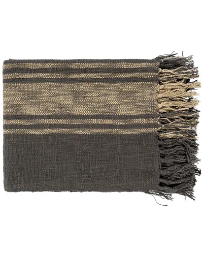 Surya Bramble X-large Fringe Throw In Charcoal