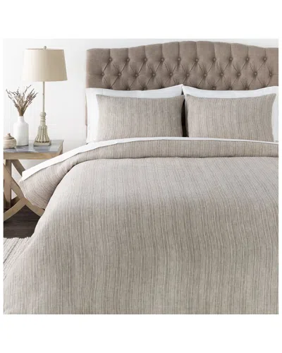 Surya Cameron Cream Duvet Set With Two Standard Shams In Gray