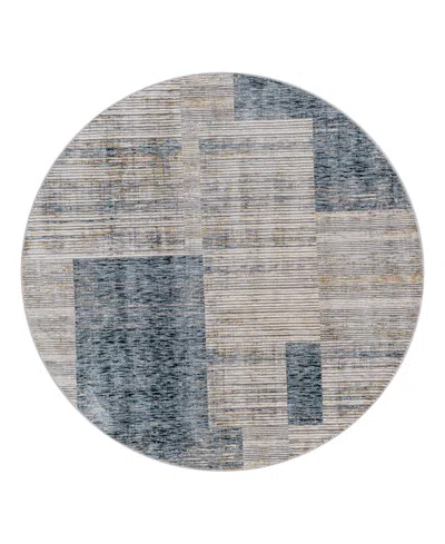 Surya Cardiff Cdf-2311 5'3x5'3 Round Area Rug In Teal- Gray