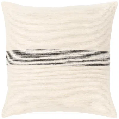 Surya Carine Cream And Black 18" Square Decorative Pillow