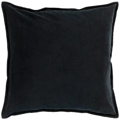 Surya Cotton Velvet Black 18" Square Decorative Throw Pillow