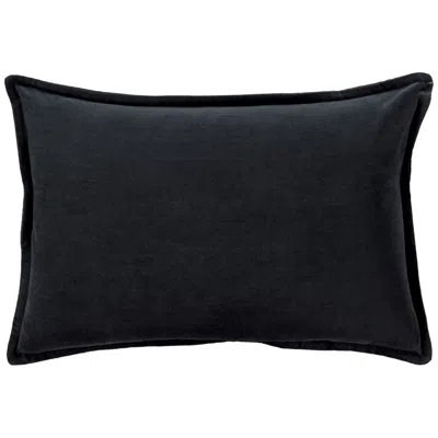 Surya Cotton Velvet Black 19" X 13" Decorative Throw Pillow