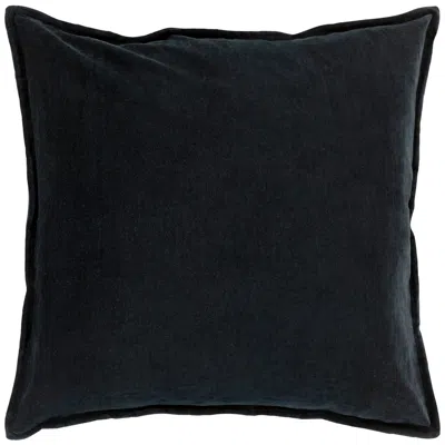Surya Cotton Velvet Black 22" Square Decorative Throw Pillow