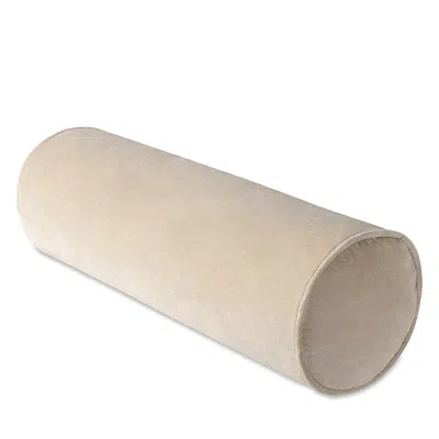Surya Cotton Velvet Bolster Pillow In Brown