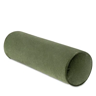 Surya Cotton Velvet Bolster Pillow In Green