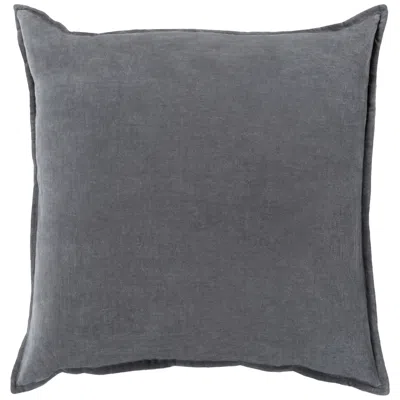 Surya Cotton Velvet Charcoal 20" Square Decorative Pillow