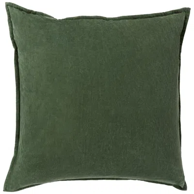 Surya Cotton Velvet Dark Green 20" Square Decorative Pillow