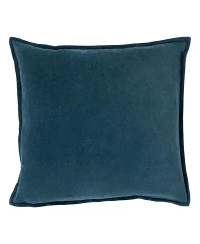 Surya Cotton Velvet Decorative Pillow In Blue