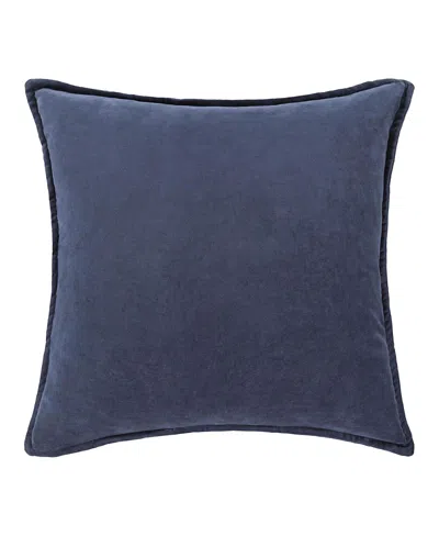 Surya Cotton Velvet Decorative Pillow In Blue