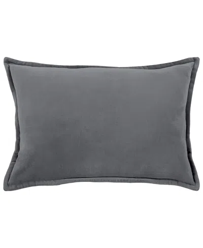 Surya Cotton Velvet Decorative Pillow In Gray