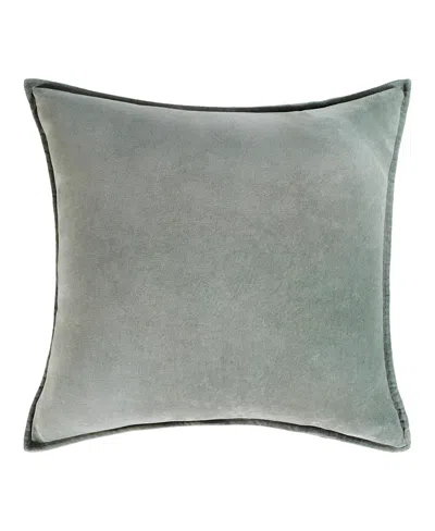 Surya Cotton Velvet Decorative Pillow In Green
