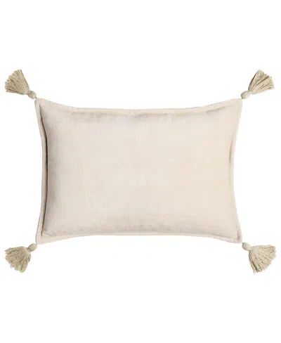 Surya Cotton Velvet Lumbar Pillow, 13l X 19w In Neutral