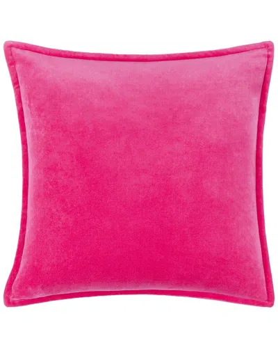 Surya Cotton Velvet Rose Accent Pillow