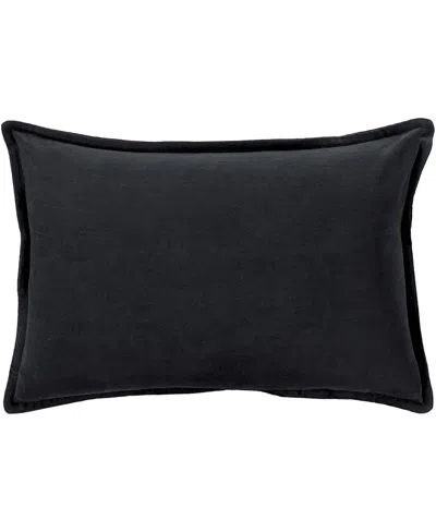 Surya Cotton Velvet Lumbar Pillow In Black