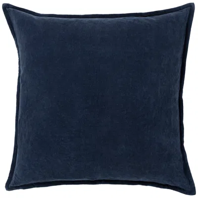 Surya Cotton Velvet Navy 20" Square Decorative Throw Pillow