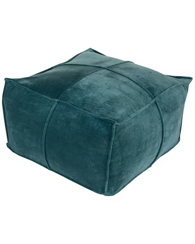 Surya Cotton Velvet Pouf In Green