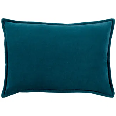 Surya Cotton Velvet Teal 19" X 13" Decorative Throw Pillow