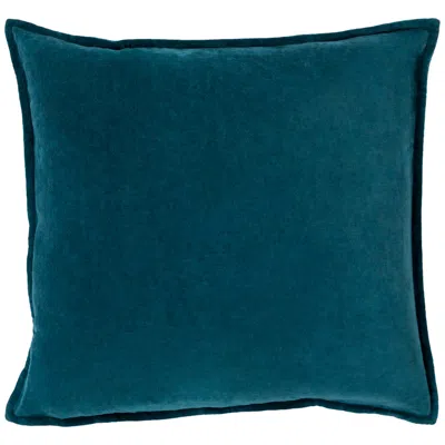 Surya Cotton Velvet Teal 22" Square Decorative Throw Pillow