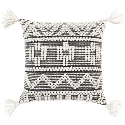Surya Faroe Black And Ivory 18" Square Decorative Pillow