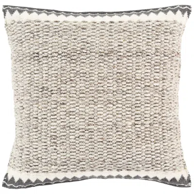 Surya Faroe Cream Charcoal 18" Square Decorative Pillow