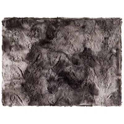 Surya Felina Charcoal Faux Fur Decorative Throw Blanket