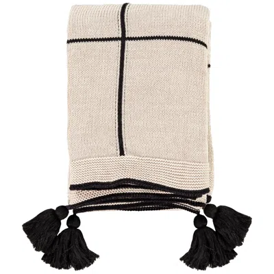 Surya Fleck Beige Black Striped Decorative Throw Blanket