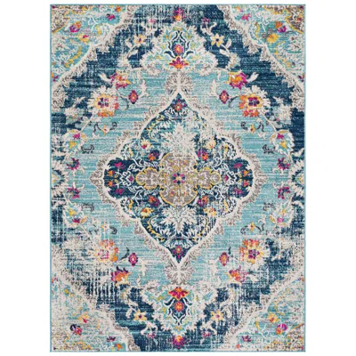 Surya Floransa Fsa-2300 5'3"x7'1" Light Blue And Navy Area Rug In Multi