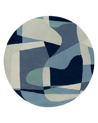 Surya Forum Fm-7195 Round Area Rug, 4' X 4' In Teal