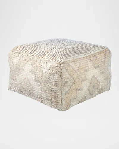 Surya Freyja Handknot Pouf In Gray/cream