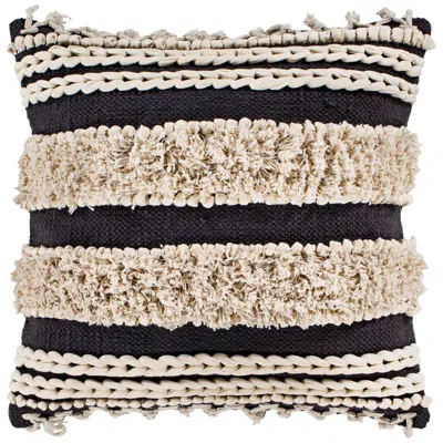 Surya Helena Charcoal Cream 20" Square Decorative Pillow