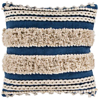 Surya Helena Navy Cream Cotton 18" Square Decorative Pillow