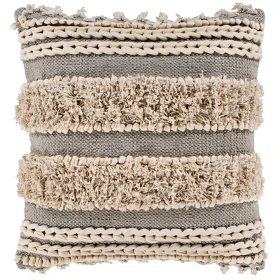 Surya Helena Taupe Cream Cotton 20" Square Decorative Pillow