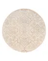 Surya Hillcrest Hil-9040 Round Area Rug, 8' Round In Light Gray/camel/taupe