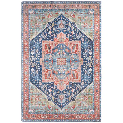 Surya Iris Irs-2312 5'x7'6" Navy And Peach Rectangular Area Rug In Multi