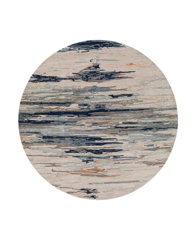 Surya Kavita 20744 Round Area Rug, 6' X 6' In Gray/blue