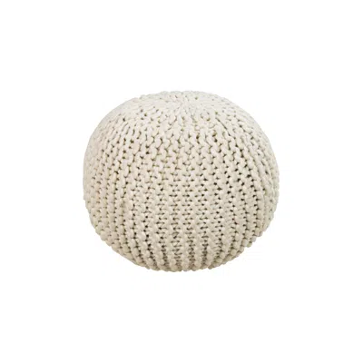 Surya Knit Sesame Wool Round Pouf Ottoman