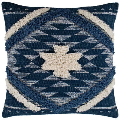 Surya Lachlan Denim Navy Cream 22" Square Decorative Pillow