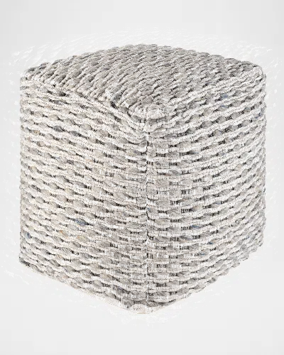 Surya Lanier Woven Pouf In Gray Multi