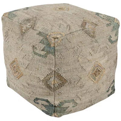 Surya Lenora Navy And Dark Brown Jute Pouf Ottoman