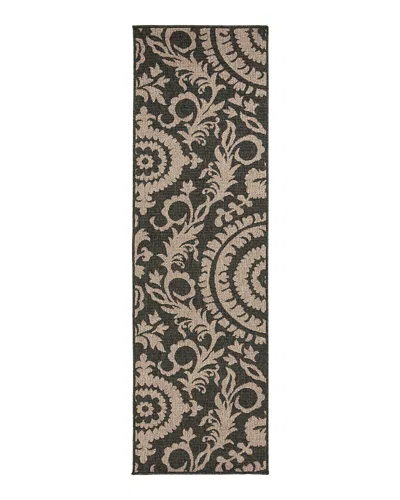 Surya Livabliss Alfresco Alf D Runner Area Rug, 2'5 X 11'10 In Black/camel