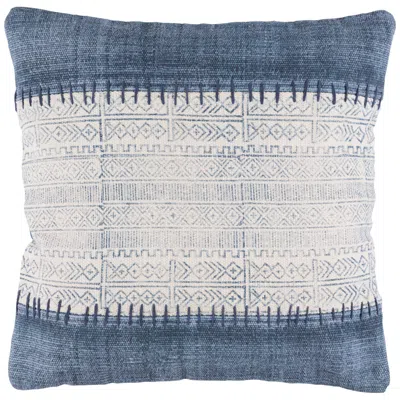 Surya Lola Cream Pale Blue Navy 20" Square Decorative Pillow