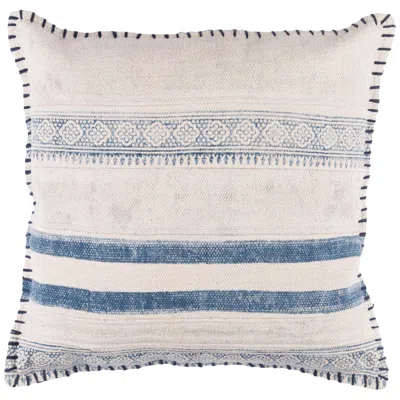 Surya Lola Navy Cream Pale Blue 20" Square Decorative Pillow