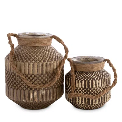 Surya Mehndi Lantern, Set Of 2 In Brown