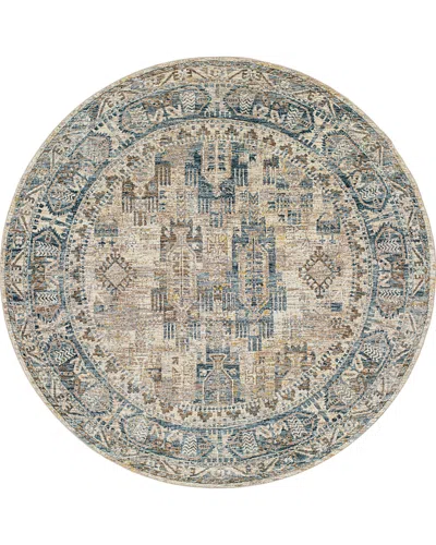 Surya Mirabel Mbe-2302 Round Area Rug, 5'3 X 5'3 In Navy/cream