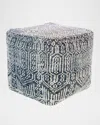 Surya Nobel Handknot Pouf In Navy/cream