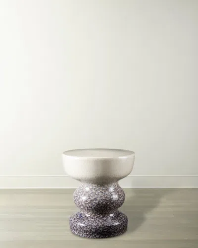 Surya Osambela Ceramic Garden Stool In Grey/cream