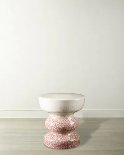 Surya Osambela Ceramic Garden Stool In Pink/cream