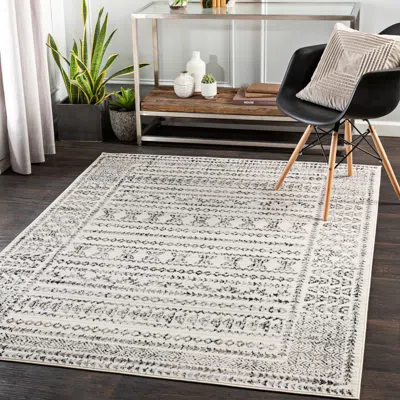 Surya Pisa Pss-2313 7'10"x10' Medium Gray And Black Area Rug In White