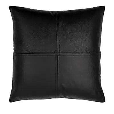 Surya Sheffield Leather Down-fill Pillow In Black